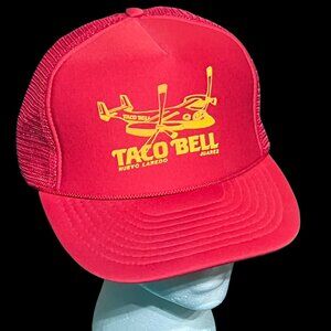 Rare VINTAGE TACO BELL V-22 Helicopter Foam Nissin Red Trucker Cap Juarez Laredo